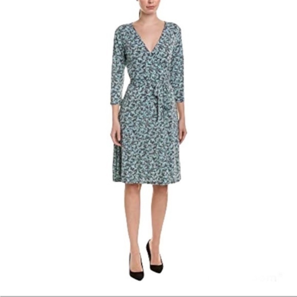 Leota Finnley Faux Wrap Abstract Bird‎ Print Dress size small